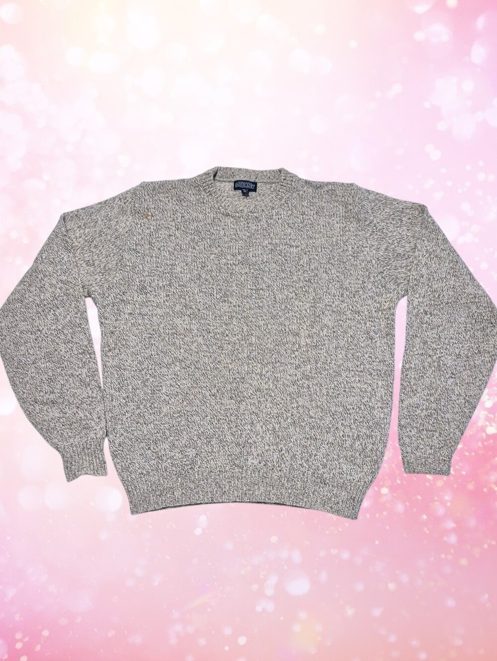 Lands' End Light Gray Mens Wool Sweater XL Long